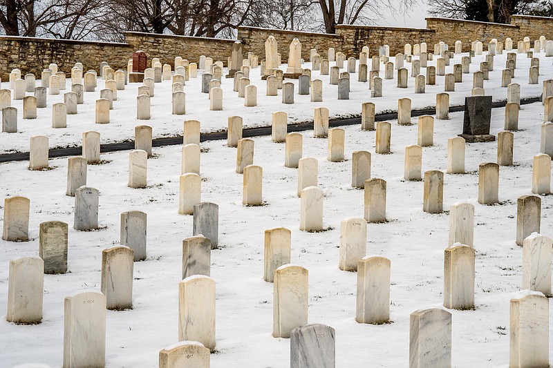 Rows of headstones are shown Friday at the Jefferson City National Cemetery. (Ethan Weston/News Tribune)