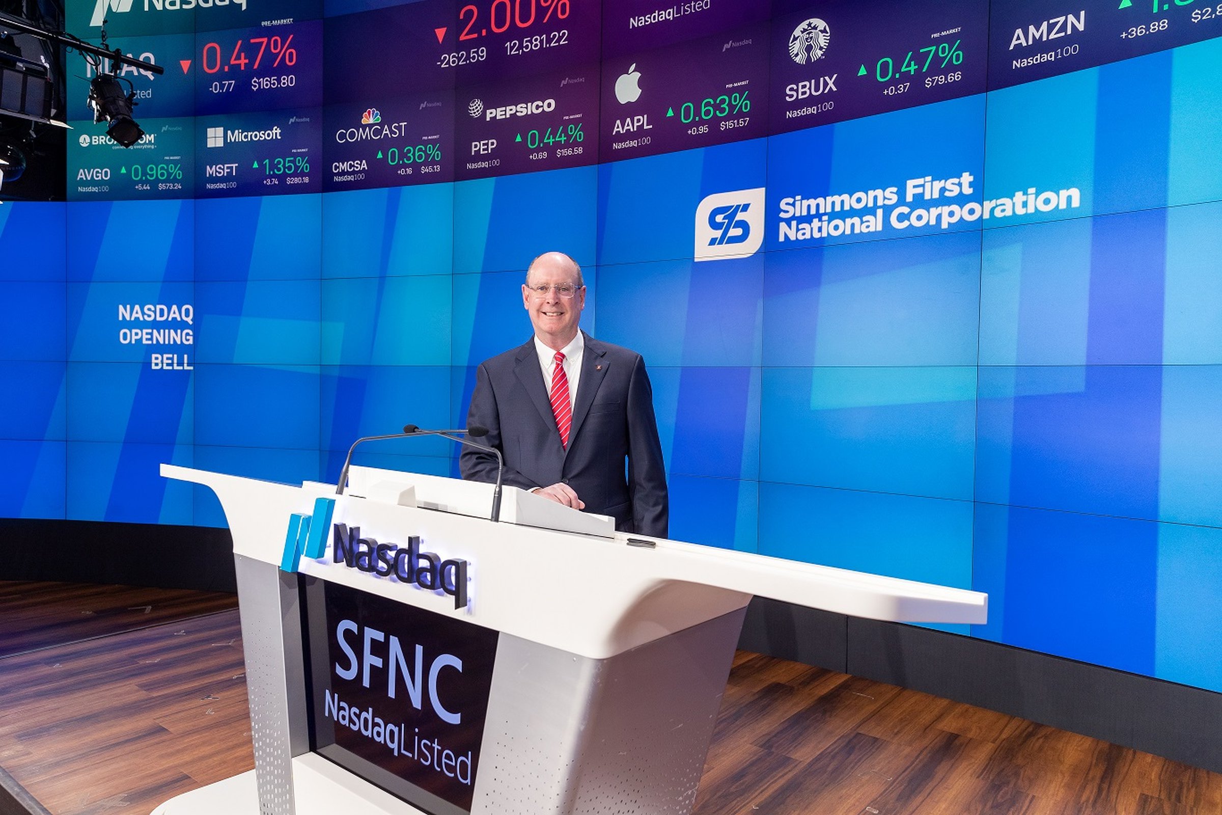Simmons CEO rings the bell to start day’s Nasdaq trades