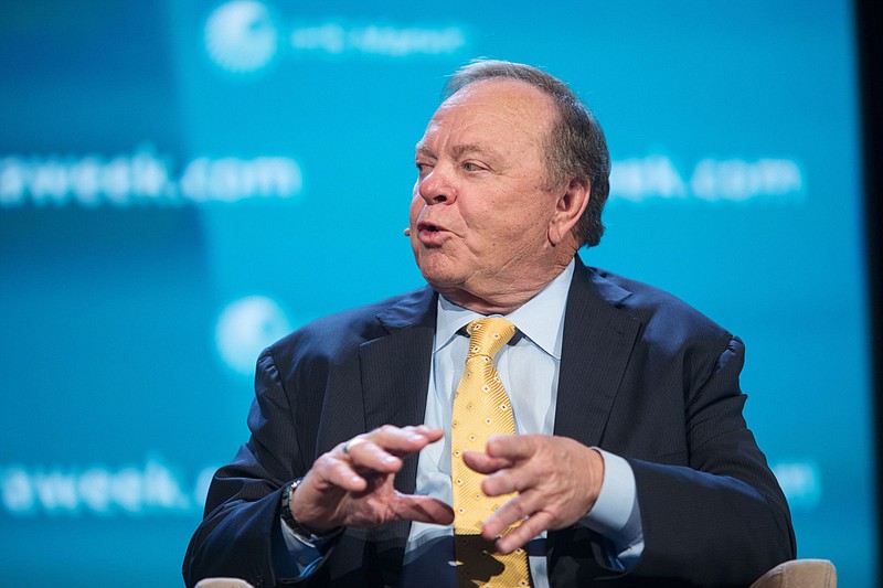 Harold Hamm, founder and chief executive officer of Continental Resources Inc., speaks during the 2017 CERAWeek by IHS Markit conference in Houston on March 8, 2017. Rising energy prices have pushed Hamm up 28 places on Bloomberg’s wealth index to 93rd. He now controls an $18.6 billion fortune.
(Bloomberg News WPNS/F. Carter Smith)