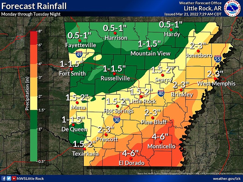 Forecasters Up to 6 inches of rain, chance for severe weather