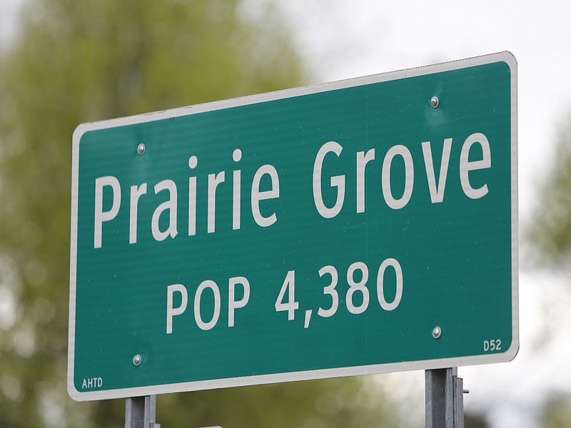 A sign indicates the outskirts of Prairie Grove in this 2016 file photo.