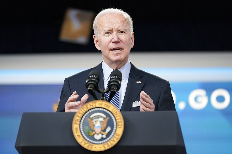 President Joe Biden speaks about status of the country's fight against covid-19 in the South Court Auditorium on the White House campus, Wednesday, March 30, 2022, in Washington. (AP/Patrick Semansky)