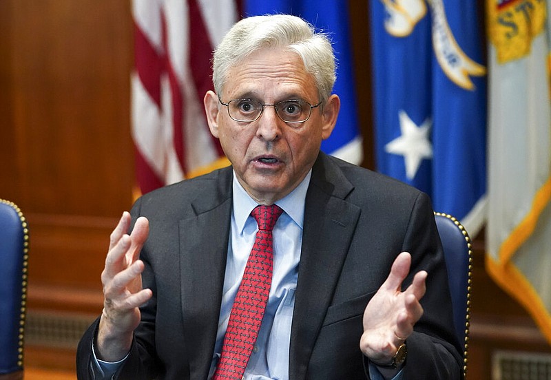 Attorney General Merrick Garland speaks during a meeting at the Justice Department in Washington in this March 10, 2022, file photo. (Kevin Lamarque, Pool via AP)
