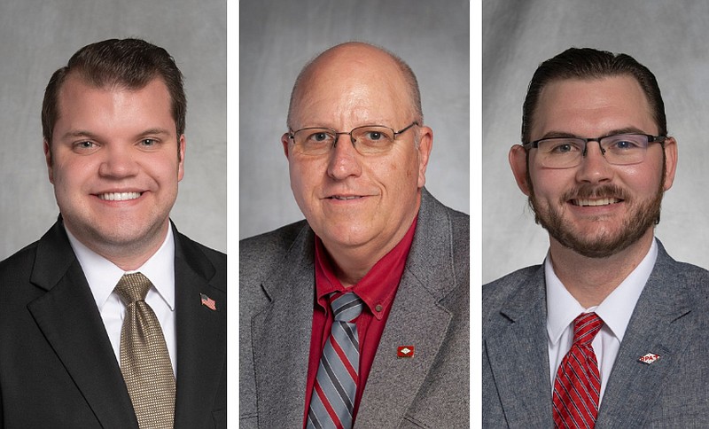 From left, state Sen. James Sturch of Batesville, state Rep. John Payton of Wilburn and Ethan Barnes of Hardy are shown in this undated combination photo. All three men are running to represent Arkansas Senate District 22, which Senate District 22, which includes Independence and Sharp counties and parts of Cleburne, Fulton, Lawrence and Izard counties.