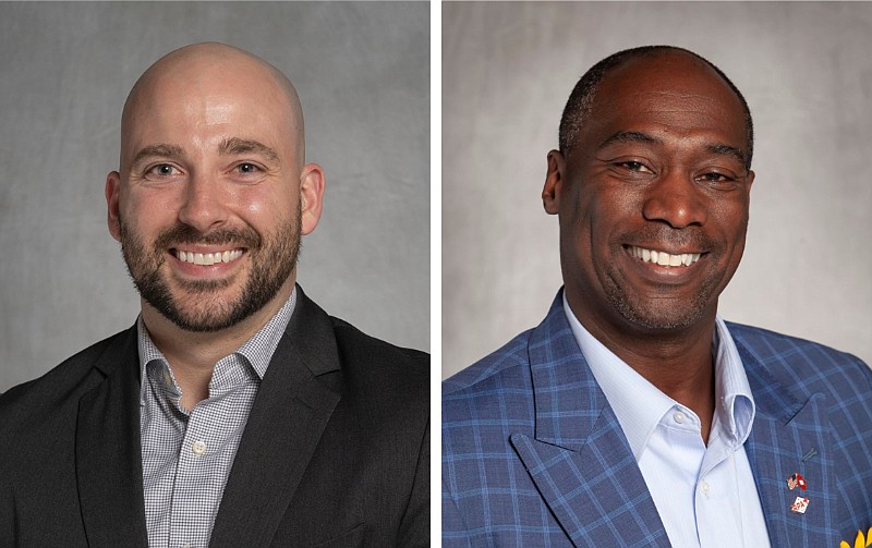 Brandon Achor (left) and Wes Booker, both Republicans, are shown in this undated combination photo. The two are vying for the open seat representing Arkansas House District 71, which covers portions of Maumelle and Pulaski County.