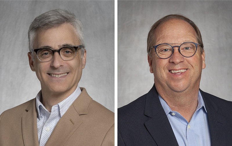 Robert Steinbuch (left), professor at the William H. Bowen School of Law at the University of Arkansas at Little Rock, and Jon Wickliffe, director of 
business development in Arkansas for Vantage Health Plans, are shown in this undated combination photo. The two are running in the Republican primary in state House District 73.