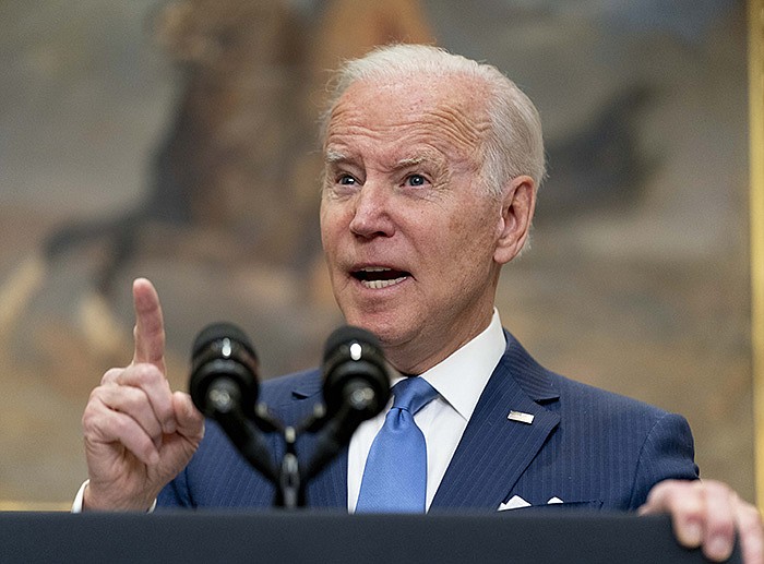 President Joe Biden, speaking Thursday in the Roosevelt Room at the White House, proposed sending Ukraine another $33 billion in aid. “We either back the Ukrainian people as they defend their country or we stand by as the Russians continue their atrocities and aggression in Ukraine,” he said.
(AP/Andrew Harnik)