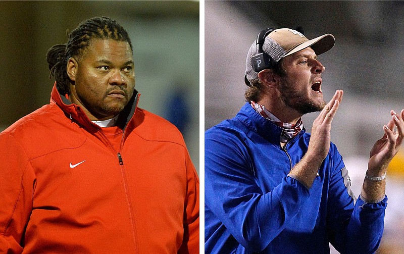Coaches Maurice Moody (left) and Ryan Mallett are shown in this undated combination photo. (Left, Special to the Democrat-Gazette/Jimmy Jones; right, Arkansas Democrat-Gazette/Thomas Metthe)