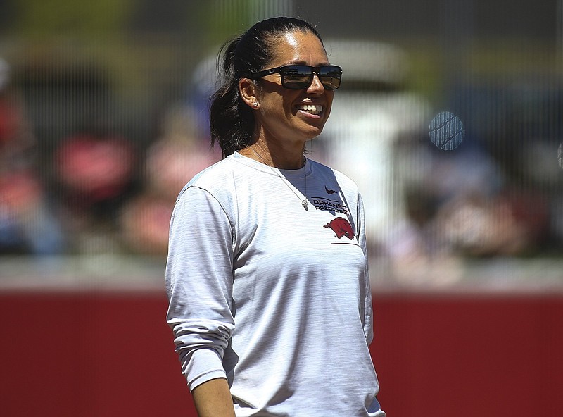 Coach Courtney Deifel and the Arkansas softball team can clinch an outright SEC regular-season championship by winning one game in the three-game series at Texas A&M that begins today.
(Special to the NWA Democrat-Gazette/David Beach)