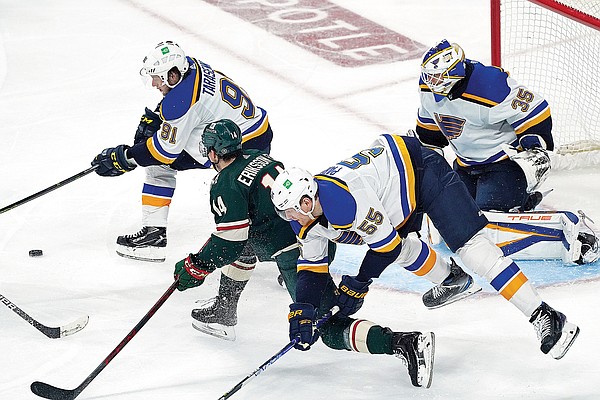 St. Louis Blues] Marco Scandella gets a high-stick to the face