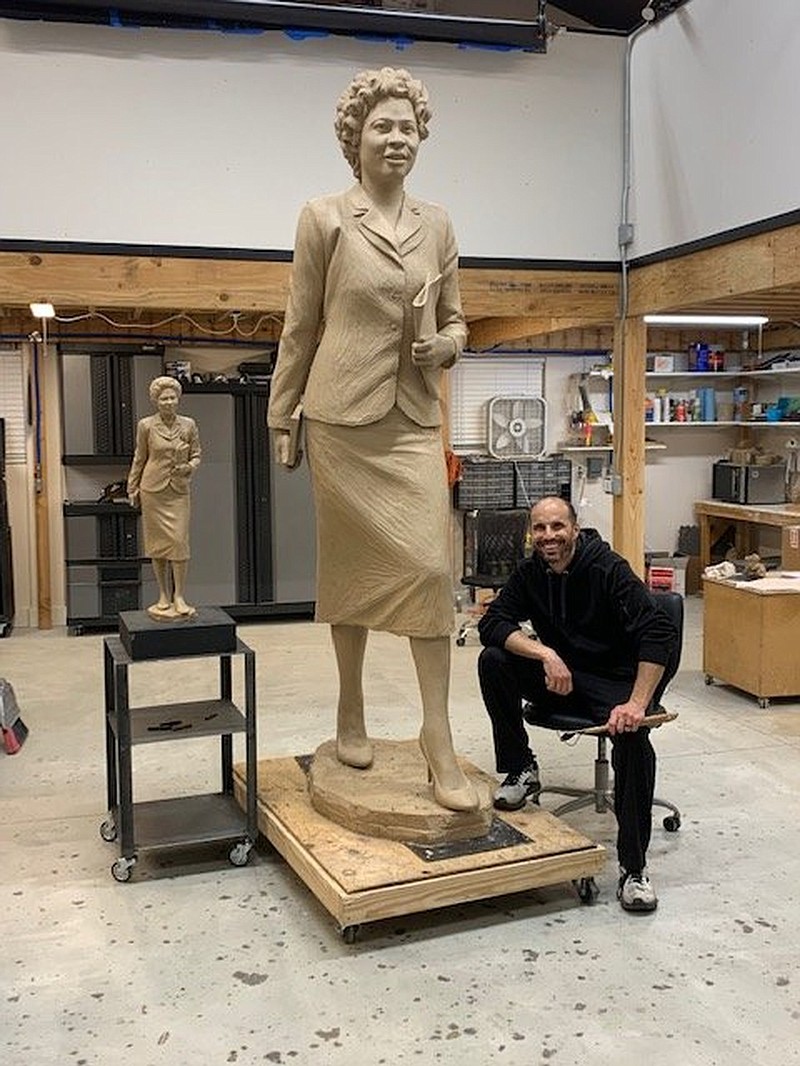 Boise, Idaho, sculptor Benjamin Victor created this statue of Arkansas civil rights leader Daisy Bates. Victor and Little Rock artist Kevin Kresse, who made a sculpture of musician Johnny Cash, will be part of a PBS Arkansas documentary directed by Nathan Willis.
(Special to the Democrat-Gazette/Arkansas PBS)