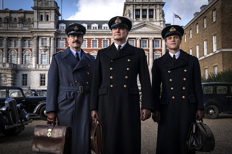 British Naval officers Charles Cholmondeley (Matthew Macfadyen), Ewen Montagu (Colin Firth) and (yes, that) Ian Fleming (Johnny Flynn) attempt to dupe Hitler with false documents and a corpse in the stranger-than-fiction story “Operation Mincemeat.”