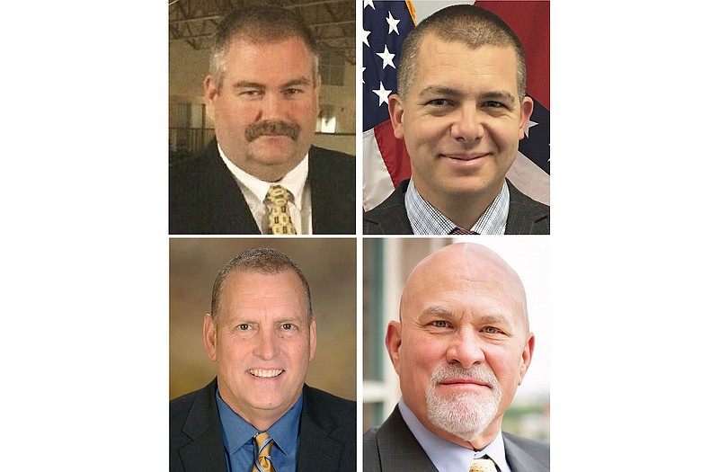 Shannon Gregory (top left), James Mirus, Daniel Parry (bottom left) and Wayne Sandusky candidates for Crawford County Sheriff.