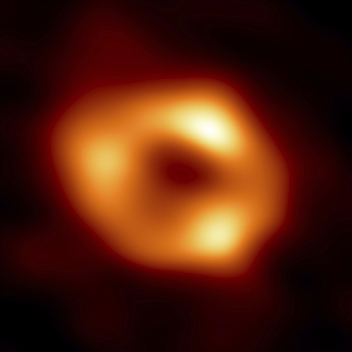A black hole is seen at the center of the Milky Way galaxy. The black hole, called Sagittarius A*, is near the border of the Sagittarius and Scorpius constellations. It is 4 million times more massive than our sun.
(AP/Event Horizon Telescope Collaboration)