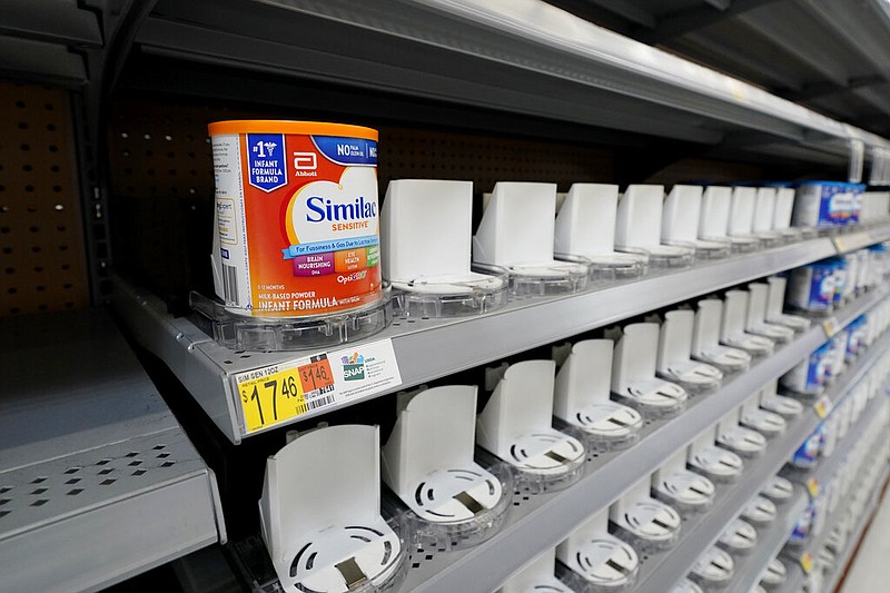 Shelves typically stocked with baby formula sit mostly empty at a store in San Antonio on Tuesday, May 10, 2022. Parents across the U.S. are scrambling to find baby formula because supply disruptions and a safety recall have swept many leading brands off store shelves. (AP/Eric Gay)