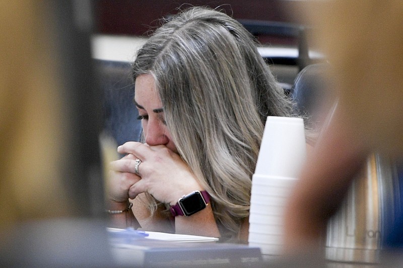 RaDonda Vaught listens to proceedings during her sentencing hearing Friday in Nashville, Tenn.
(AP/The Tennessean/Nicole Hester)