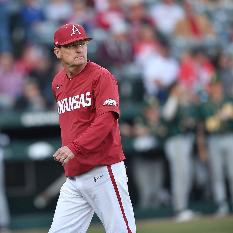 Coach Dave Van Horn and the Arkansas baseball team can clinch their fourth consecutive SEC West Division title or they can finish as low as third depending on their performance in this weekend’s series at Alabama.
(NWA Democrat-Gazette/Andy Shupe)