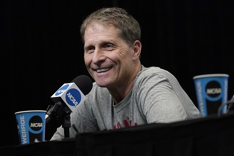 Arkansas coach Eric Musselman speaks during a news conference for the NCAA men's college basketball tournament in San Francisco, Friday, March 25, 2022.
(AP Photo/Jeff Chiu)