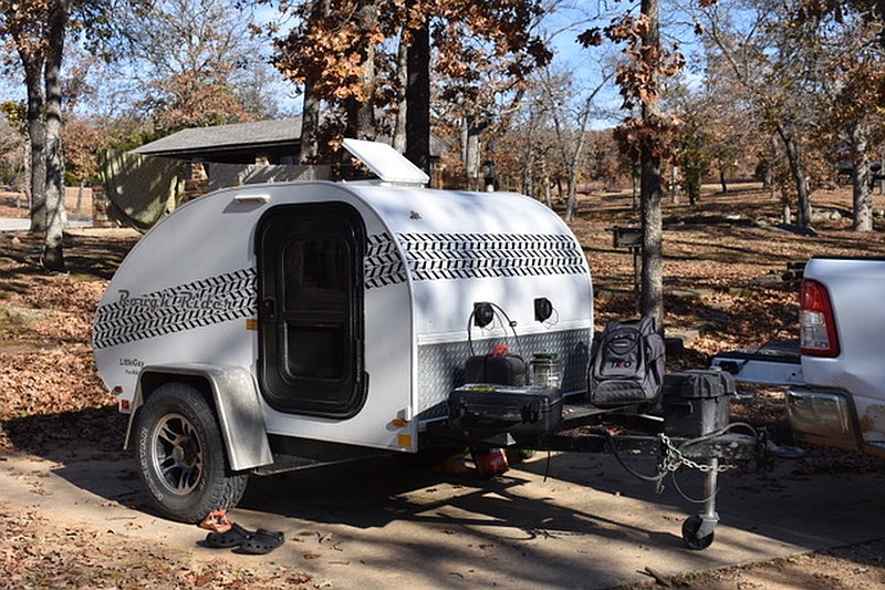 Teardrop campers and other specialty camper trailers enable outdoor enthusiasts to camp almost anywhere in Arkansas.
(Arkansas Democrat-Gazette/Bryan Hendricks)