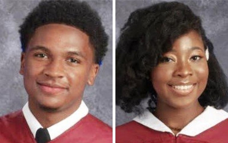 Braelyn J.N. Starks (left) and Charlston D. Colen, respectively the valedictorian and salutatorian of Pine Bluff High School's Class of 2022, are shown in this undated combination photo.