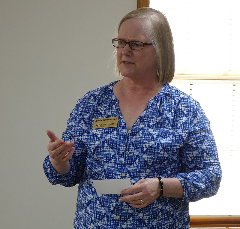 Lynda Zimmerman opens the food insecurity discussion Wednesday, May 18, 2022, at the University of Missouri Extension Center in Jefferson City. (Elizabeth Pruitt/News Tribune photo)