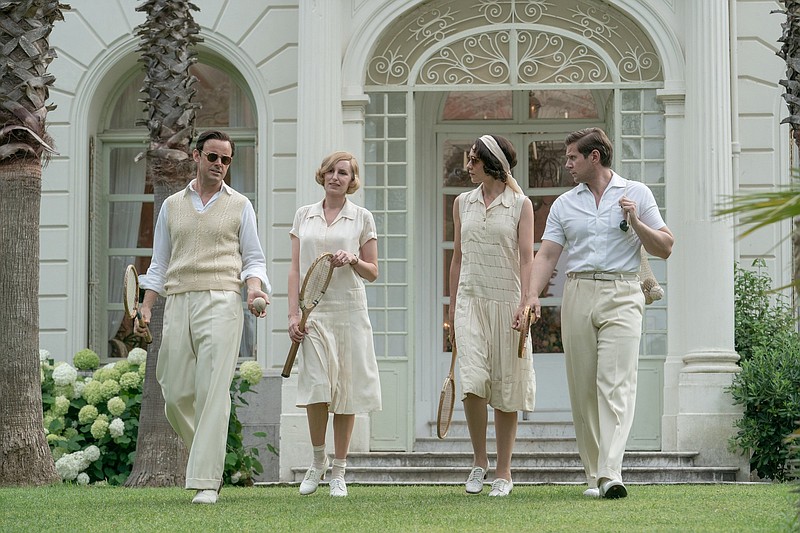 Pairing up: Bertie Hexham (Harry Hadden-Paton) and Lady Edith (Laura Carmichael) are ready to take on Lucy Branson (Tuppence Middleton) and Tom Branson (Allen Leech) in mixed doubles in this scene from “Downton Abbey: A New Era.” The costumes are by Anna Robbins, who designed the clothes for the previous movie and the last two seasons of the television series.
