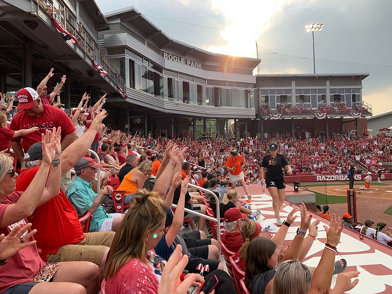 Bogle Park in Fayetteville saw its third-largest crowd when Arkansas opened the NCAA Fayetteville Regional on Friday with an 11-0, run-rule victory over Princeton.
(NWA Democrat-Gazette/Andy Shupe)