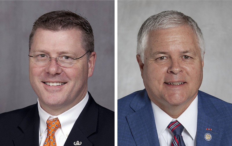 U.S. Rep. Rick Crawford (left) and state Rep. Brandt Smith are shown in this combination photo. Smith is challenging Crawford in the 2022 Republican primary for the 1st Congressional District seat.