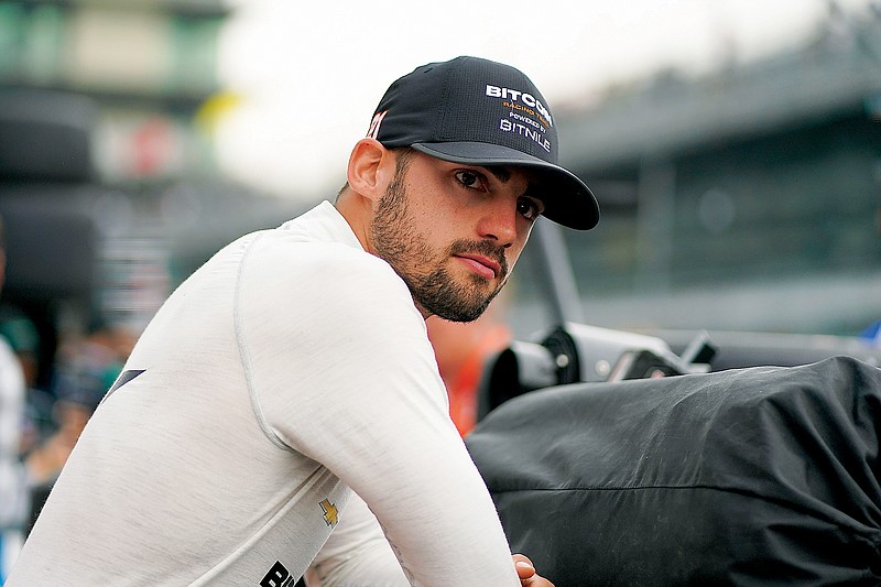 Rinus VeeKay waits during qualifications Saturday for the Indianapolis 500 at Indianapolis Motor Speedway in Indianapolis. (Associated Press)