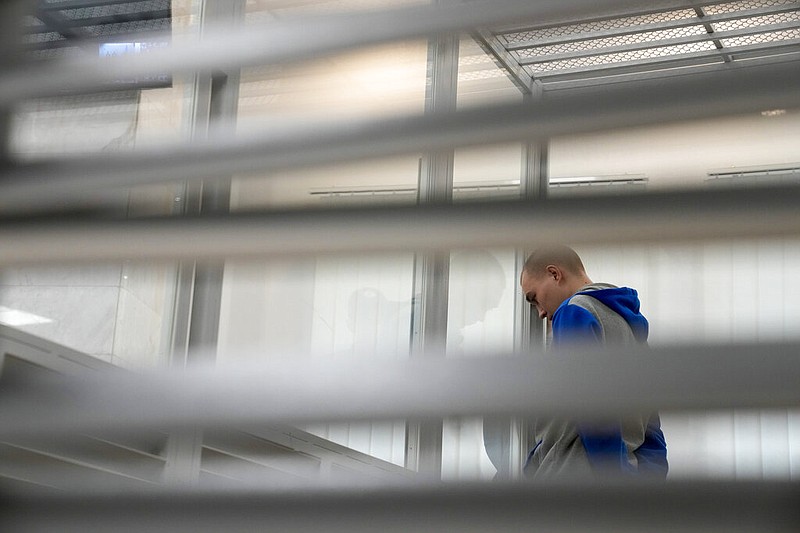 Russian Sgt. Vadim Shishimarin attends a court hearing in Kyiv, Ukraine, Monday, May 23, 2022. (AP/Natacha Pisarenko)