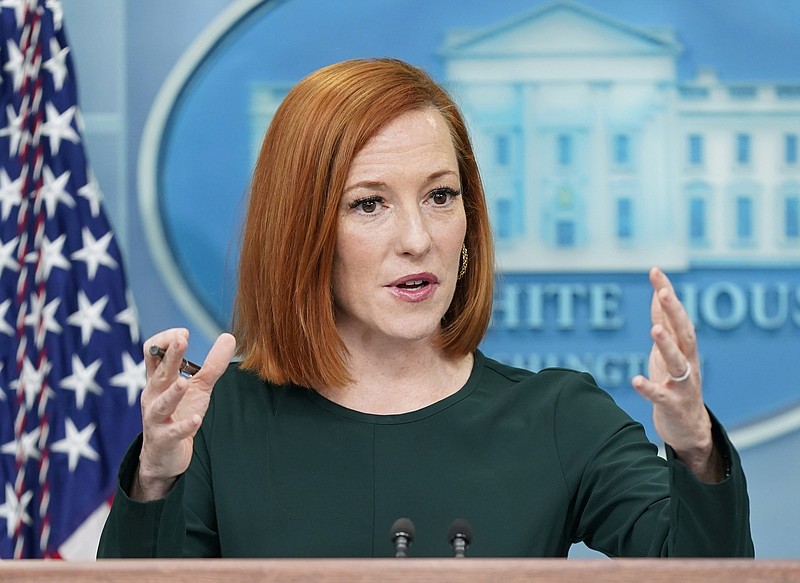 FILE - White House press secretary Jen Psaki speaks during a press briefing at the White House in Washington on March 9, 2022. Psaki has officially landed at MSNBC, where she is expected to make appearances on the networkâ€™s cable and streaming programs as well as host a new original show. Psaki will also appear on NBC and during MSNBCâ€™s primetime special election programming throughout the midterms and 2024 presidential election. (AP Photo/Patrick Semansky, File)