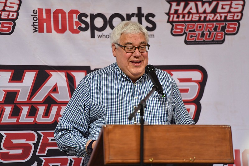 Veteran Arkansas Democrat-Gazette reporter Bob Holt was inducted into the Arkansas Sportscasters and Sportswriters Hall of Fame on Wednesday in Fayetteville. Also in the induction class were Mike Nail, Mike Irwin and Chris Mortensen.
(NWA Democrat-Gazette/Andy Shupe)