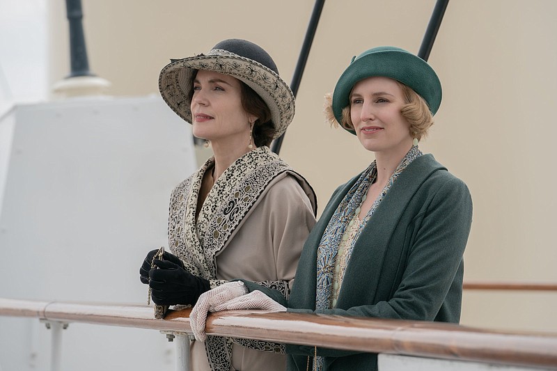 Ain’t we swell(s): Elizabeth McGovern (left) stars as Cora Grantham and Laura Carmichael as Lady Edith Hexham in “Downton Abbey: A New Era,” a Focus Features release, which came in at No. 2 at the box office.