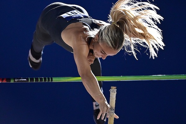 Arkansas pole vaulter Amanda Fassold competes during the NCAA West Preliminaries on Thursday, May 26, 2022, in Fayetteville.
