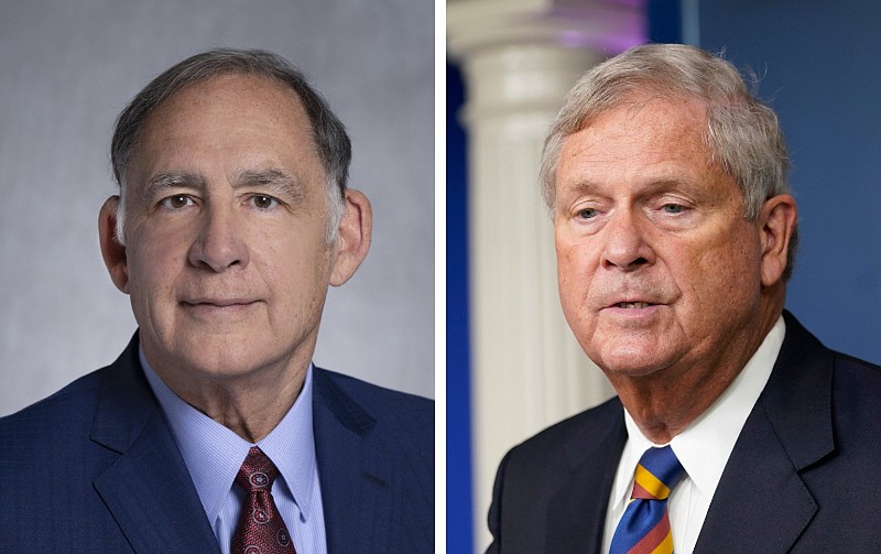 U.S. Sen. John Boozman (left) and U.S. Agriculture Secretary Tom Vilsack are shown in this undated combination photo. (Left, special to the Arkansas Democrat-Gazette; right, AP/Susan Walsh)