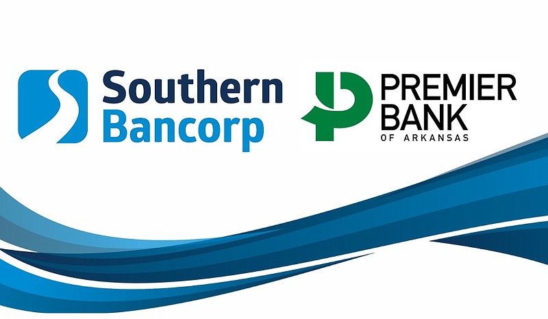 The logos for Southern Bancorp Inc., a holding company for Southern Bancorp Bank, and Premier Bank of Arkansas are shown in this undated courtesy photo. Southern Bancorp announced Wednesday, June 1, 2022, that it has acquired FCB Financial Services Inc. and its wholly owned subsidiary, Premier Bank of Arkansas. (Courtesy photo)