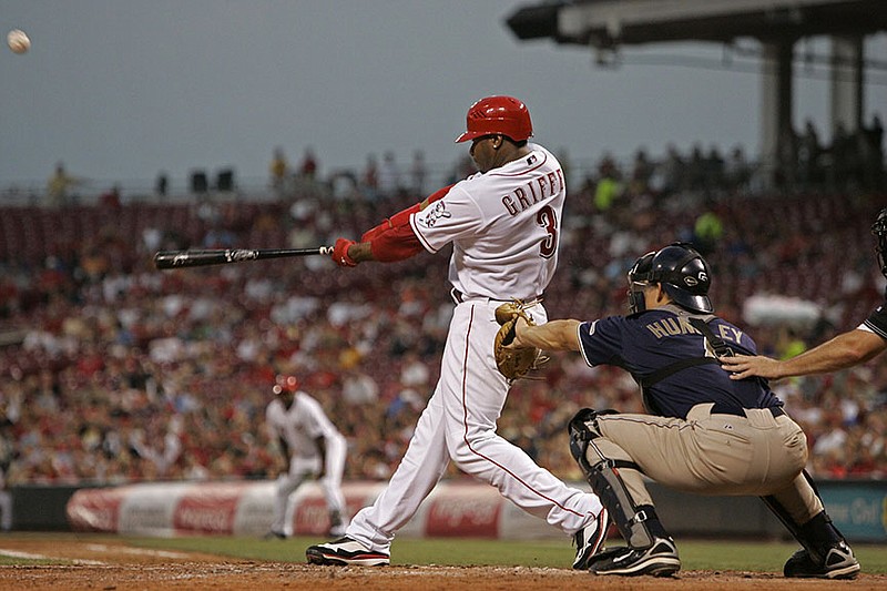 Ken Griffey Jr. became the sixth player in baseball history to hit 600 career home runs on this date in 2008 when he hit a first-inning home run off Mark Hendrickson in the Cincinnati Reds’ 9-4 victory over the Florida Marlins.
(AP file photo)