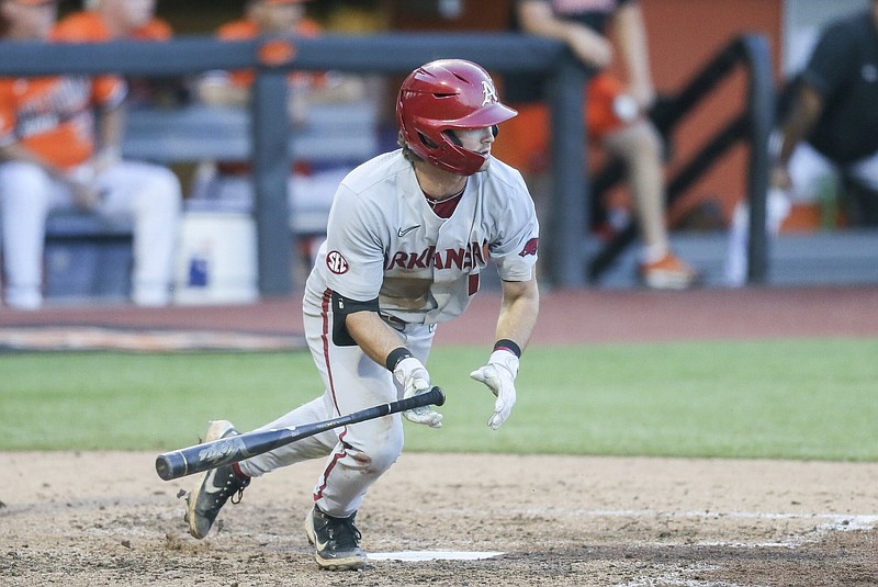 Arkansas freshman Peyton Stovall batted .500 (8 for 16) with 5 runs and 2 RBI during the NCAA Stillwater (Okla.) Regional.
(NWA Democrat-Gazette/Charlie Kaijo)