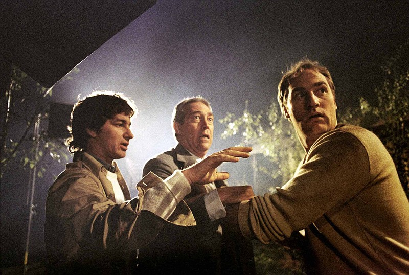 Producer Steven Spielberg is absolutely not usurping the role of director Tobe Hooper as he talks to actors James Karen and Craig T. Nelson on the set of “Poltergeist” (1982).