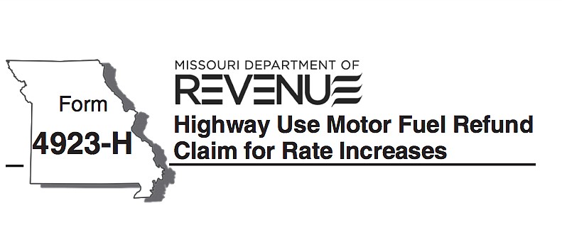 The Missouri Department of Revenue will begin accepting gas tax refund claims July 1, 2022, on a form designated as 4923-H, the top of which is depicted here.