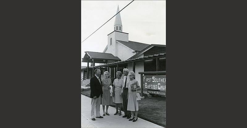 Organized in May 1936 and initially known as the Orthodox Missionary Baptist Church, First Southern Baptist Church in Shafter is California’s oldest Southern Baptist congregation, according to histories published in 1954 and 1978 by the Southern Baptist General Convention of California. Decades after its founding, some of the original members posed for this photo.
(Courtesy of the Southern Baptist Historical Library and Archives in Nashville, Tenn.)