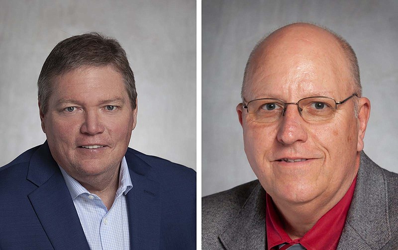Former Arkansas Sen. Bryan King (left) and Rep. John Payton of Wilburn beat incumbent senators in the GOP primary runoff on June 21, 2022.