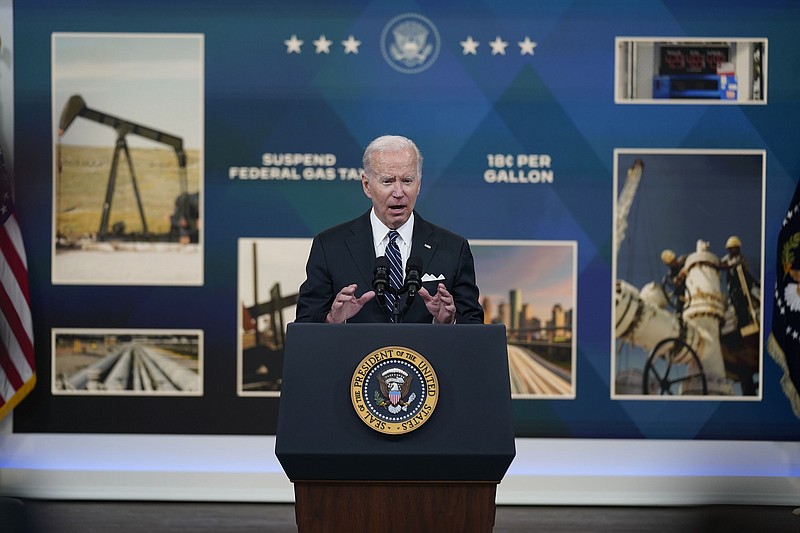 “I’m doing my part. I want Congress, states and industry to do their part as well,” President Joe Biden said Wednesday in proposing a pause in fuel taxes.
(AP/Evan Vucci)