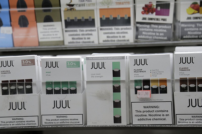 Juul products are displayed at a smoke shop in New York.
(AP)