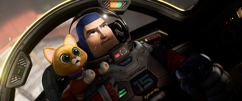 Robo-cat Sox (voiced by actor Peter Sohn) and Buzz Lightyear (Chris Evans) try harder in “Lightyear,” which did not live up to its buzz and came in at No. 2 with $51 million at U.S. and Canadian theaters.