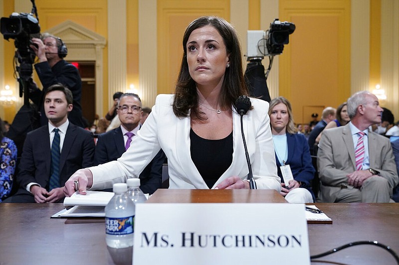 Cassidy Hutchinson, former aide to Trump White House chief of staff Mark Meadows, arrives to testify as the House select committee investigating the Jan. 6 attack on the U.S. Capitol continues to reveal its findings of a year-long investigation, at the Capitol in Washington, Tuesday, June 28, 2022. (AP/Jacquelyn Martin)