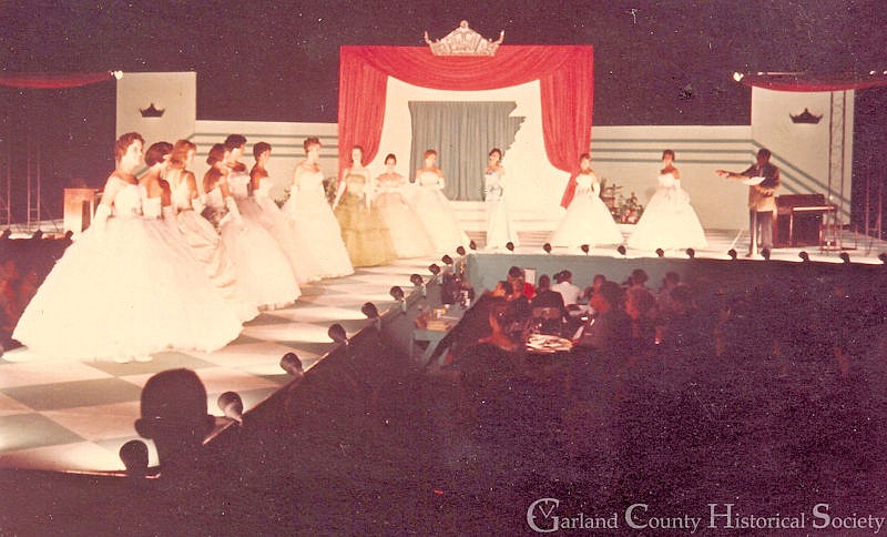 Evening gown competition in 1960. Claudette Smith, Miss Pine Bluff, won the crown. In 1991 her daughter, Heather Hunnicut, was also crowned Miss Arkansas.