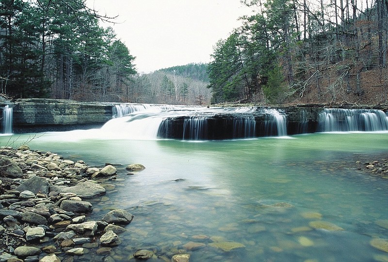 The Ouachita National Forest -- Pictured is a remote campground, Haw Creek Falls, located in the Perry Township.