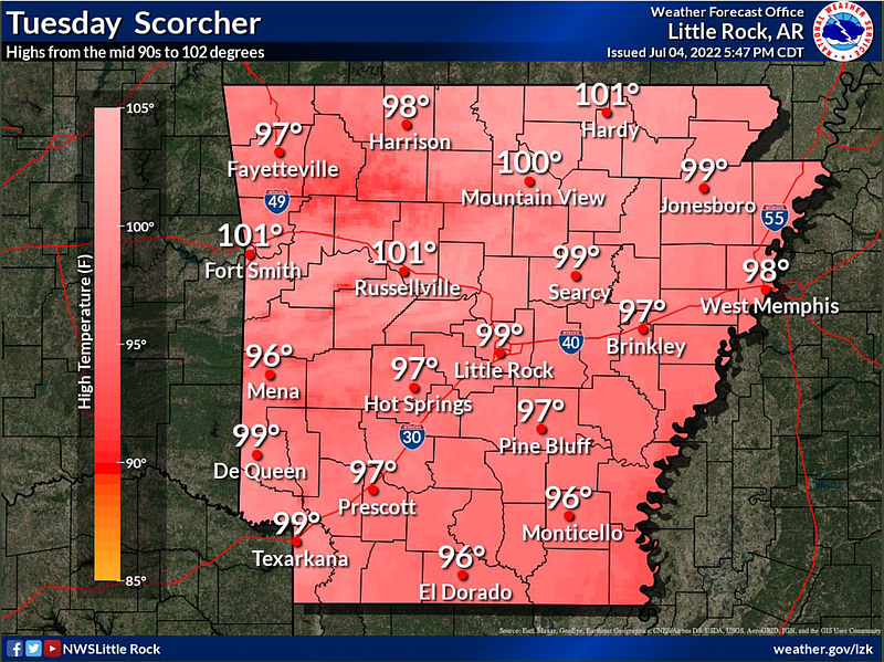 High temperatures expected throughout the week for Arkansas, meteorologists say