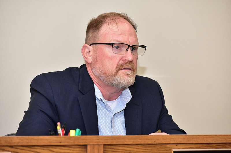 Former Watson Chapel School District Superintendent Andrew Curry makes comments during his most recent board meeting on June 13. 
(Pine Bluff Commercial/I.C. Murrell)